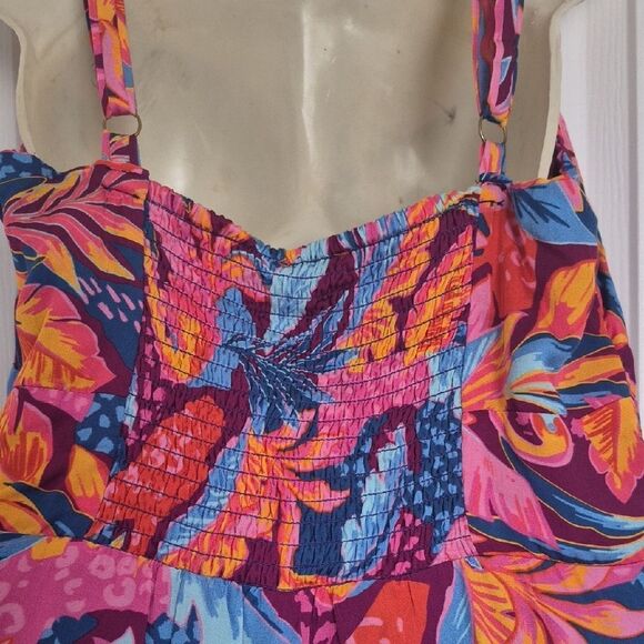 Guess Vibrant Floral Maxi Dress in Blue and Pink - Picture 7 of 16